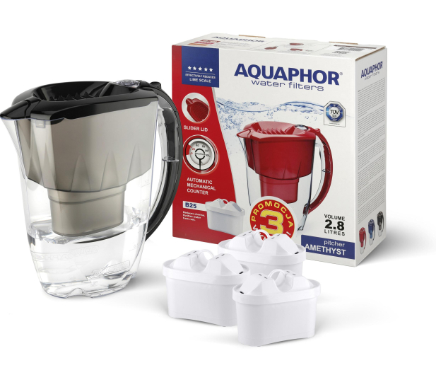 AQUAPHOR AQUAPHOR Dzbanek filtrujący Amethyst 2,8l (czarny) + 3 wkład - 1392253 - zdjęcie